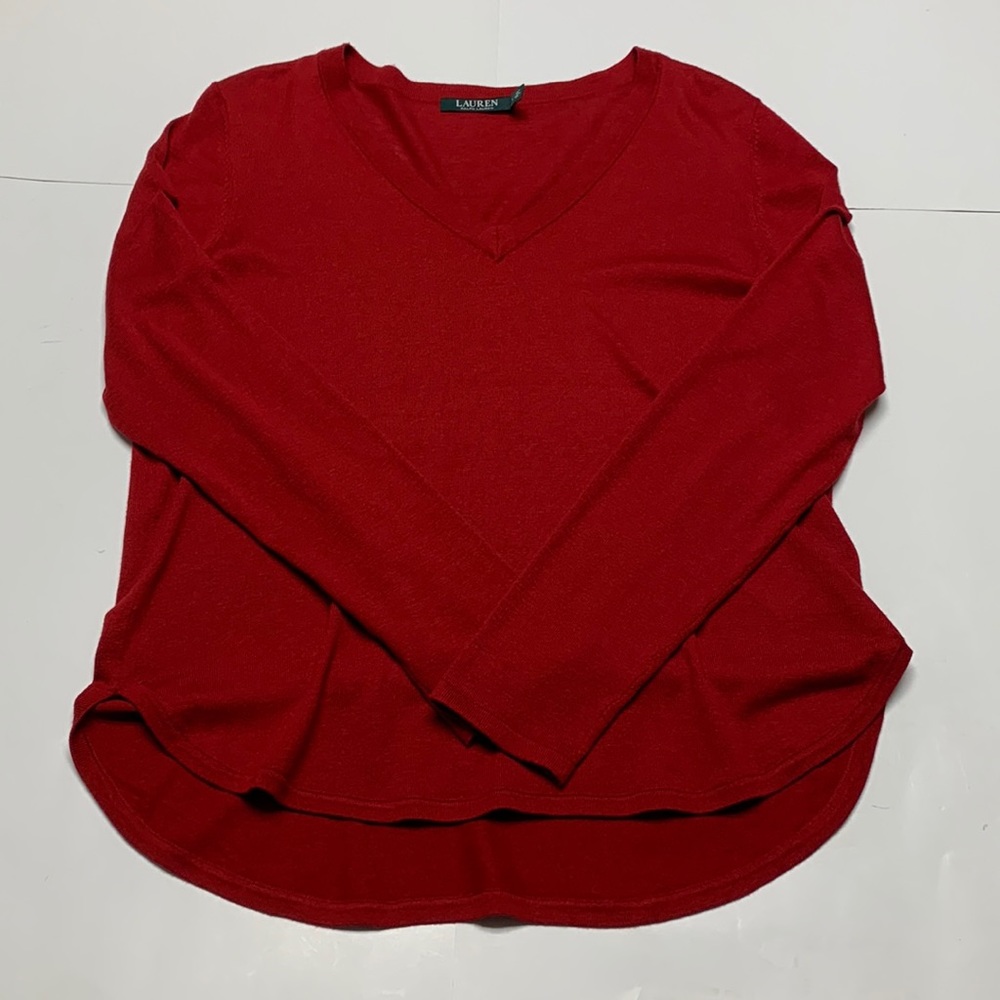 Lauren Ralph Lauren Red V-neck Sweater
